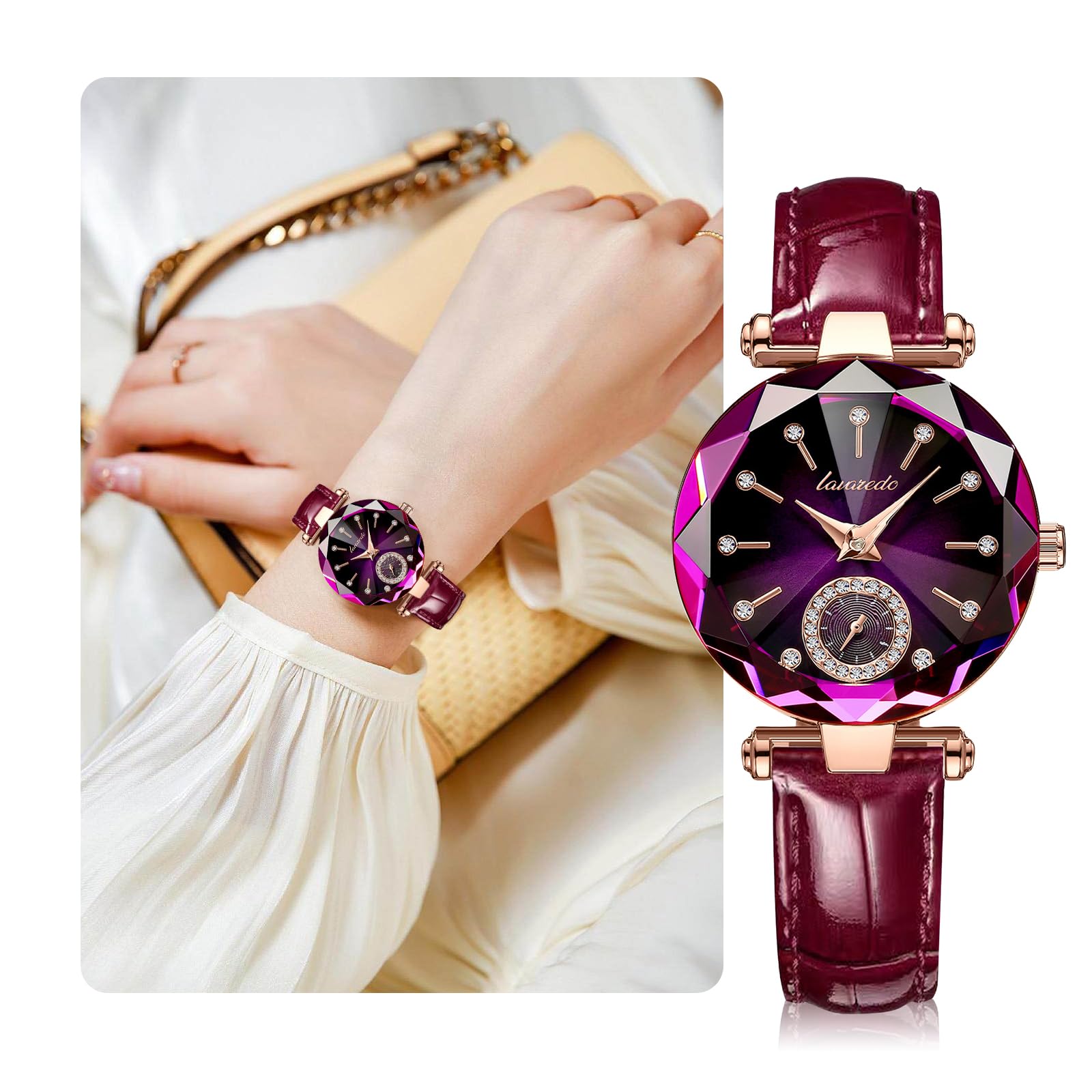 NN BEN NEVIS Women's Elegant Leather Strap Watch with Diamond Dial - Fashion Analog Wristwatch for Wedding, Anniversary & Birthday Gifts - Perfect for Office, Party & Special Occasions