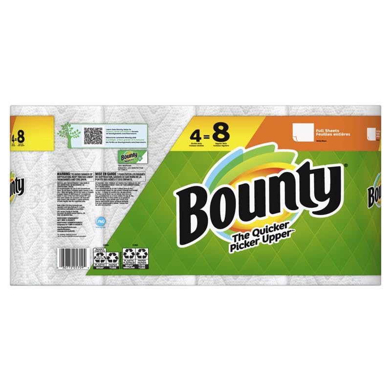 Bounty Paper Towels 64 Sheets 2-Ply 4-Pack (Case of 6) - Super Absorbent & Strong for Kitchen, Spills & Cleaning - Bulk Paper Towels for Home & Office Use
