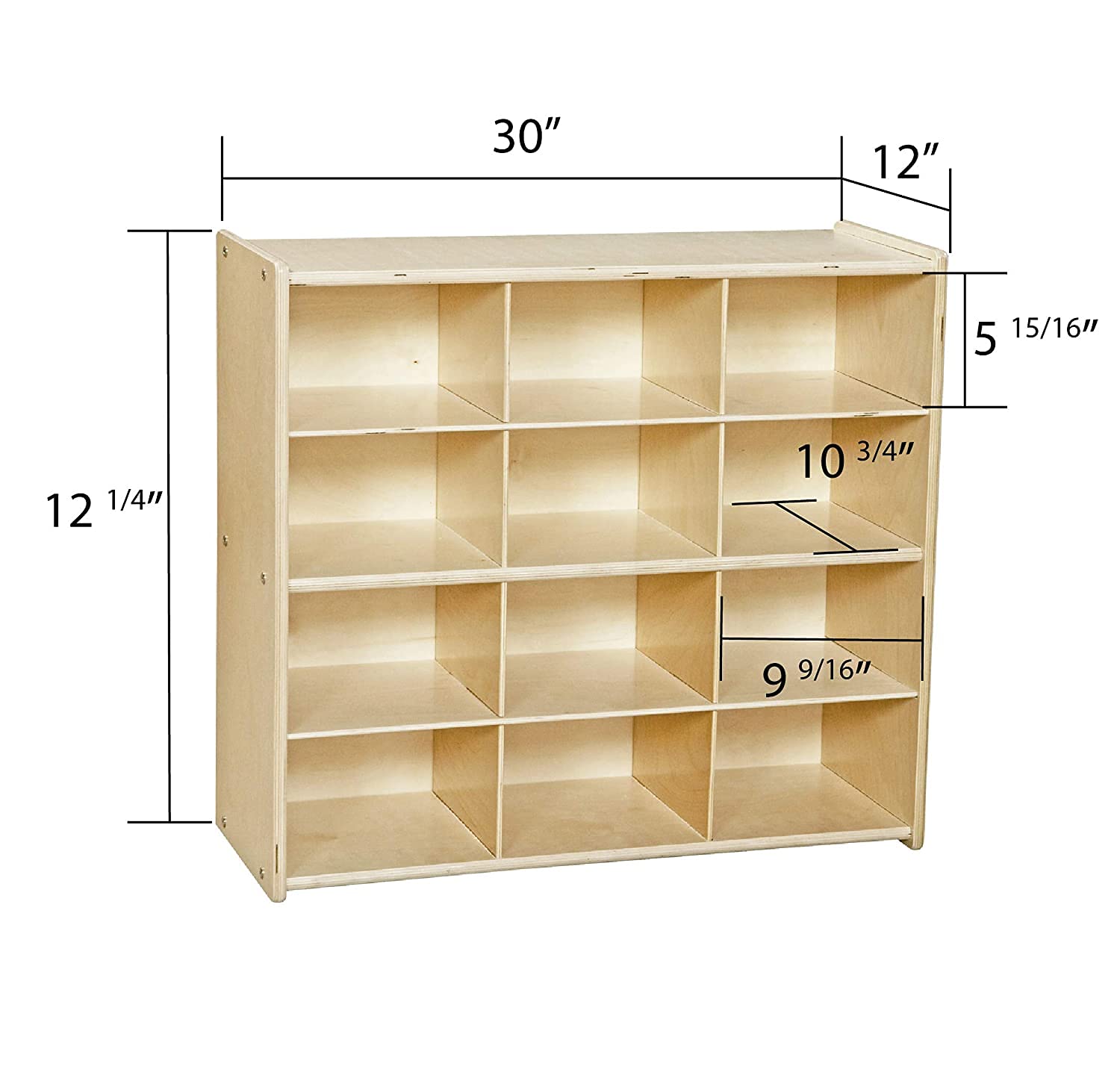 Contender 12 Compartment Kids Toy Storage Cabinet - Daycare & Classroom Organizer for Art Supplies, Crafts & Toys - Durable 100% Plywood Cubby Shelves - Perfect for Playrooms, Preschools & Homeschooling