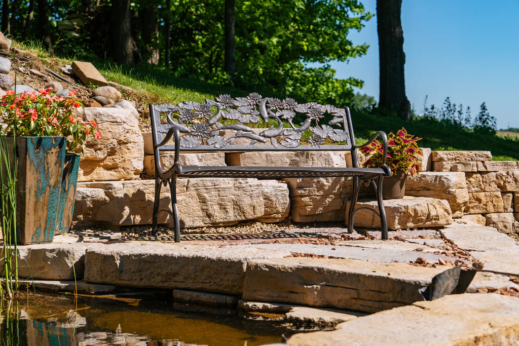 Premium Outdoor Koi Bench - Waterproof Teak Wood Garden Bench for Patio, Pond & Backyard - Perfect for Relaxing by Your Koi Fish Pond or Garden Oasis