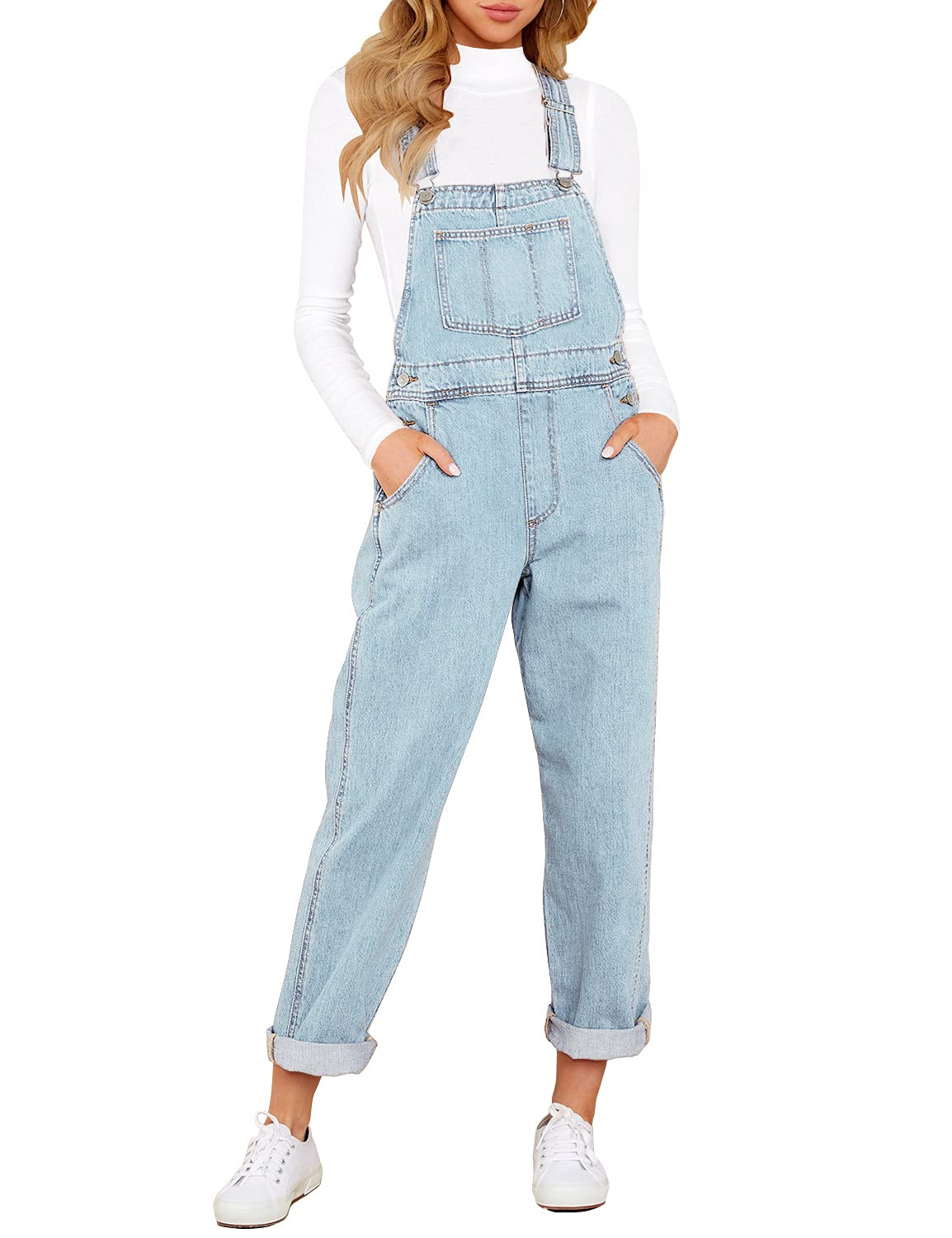 Luvamia Women's Stretchy Adjustable Denim Bib Overalls - Casual Jumpsuit Pants for Everyday Wear | Perfect for Work, Outings & Outdoor Activities