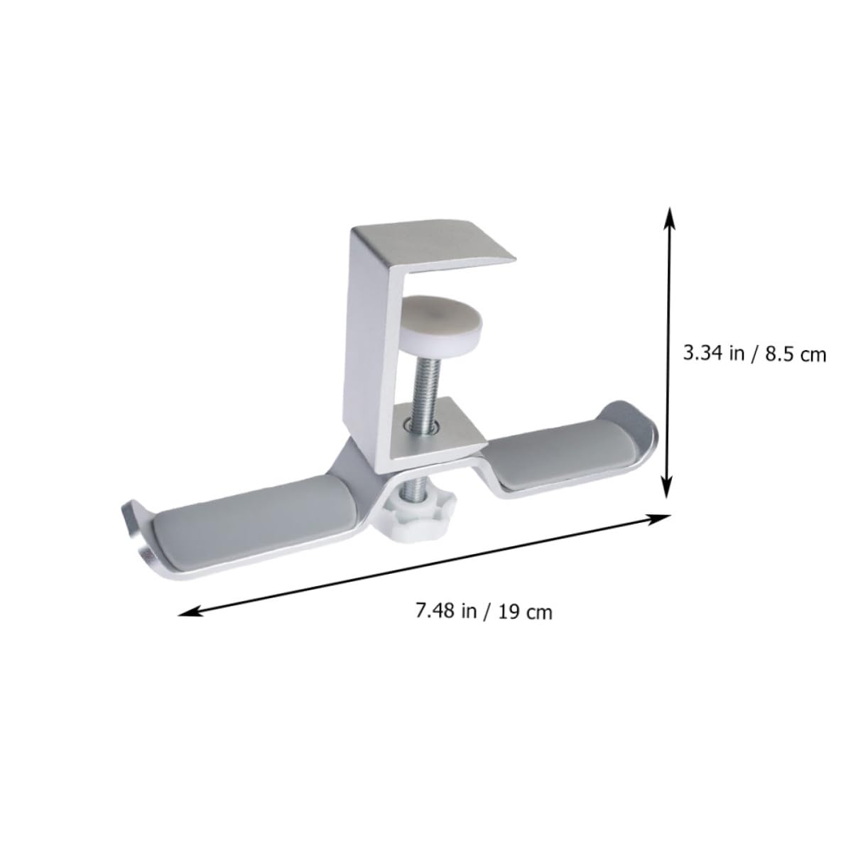 ORFOFE Aluminum Alloy Headphone Stand - Dual Headset Holder with Sturdy Base, Space-Saving Headphone Mount Organizer Rack (Silver) - Perfect for Gaming Setups, Home Office & Studio Use