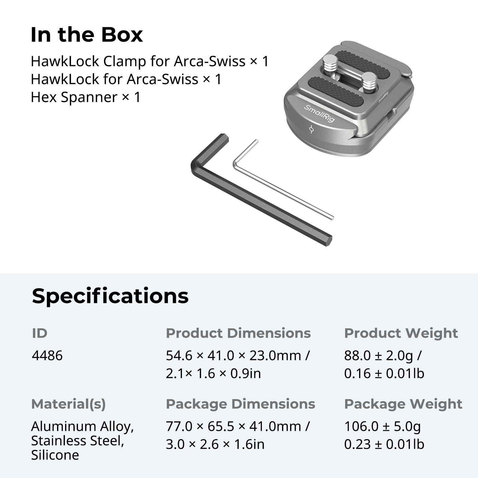 SMALLRIG HawkLock H38 Quick Release Mount Plate for Arca Swiss - Compatible with Manfrotto & Tripods | Includes Two 1/4