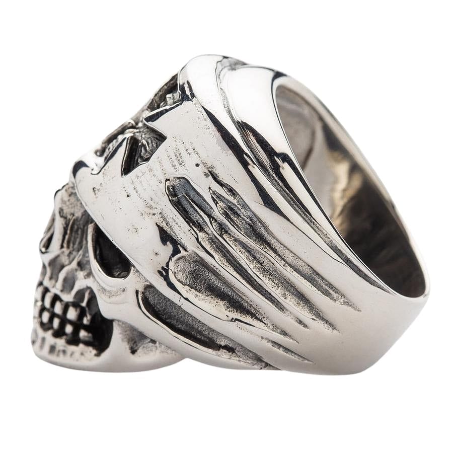 Sterling Silver Skull Ring for Men - Gothic Biker Bandana Style Jewelry - Perfect for Motorcycle Riders, Rock Music Fans & Edgy Fashion Lovers