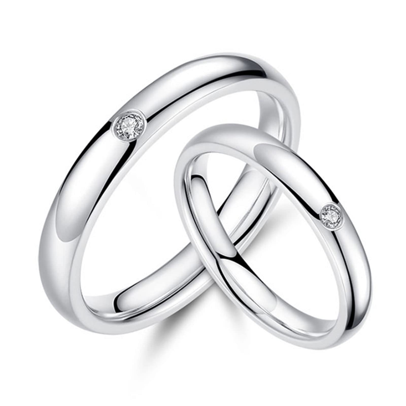 Diamond Matching Couples Rings for Him and Her - Sterling Silver/10K/14K/18K Wedding Promise Rings with Free Engraving | Perfect for Anniversaries, Engagements & Romantic Gifts