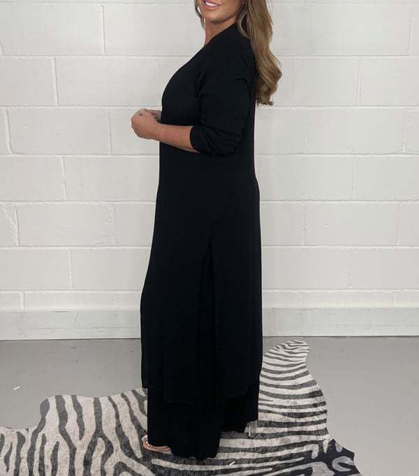 Stylish Women's 2 Piece Outfits - Long Sleeve Slit Top & Pants Set for Wedding Guest, Plus Size Casual Dressy Suits | Perfect for Parties, Cocktail Events & Special Occasions