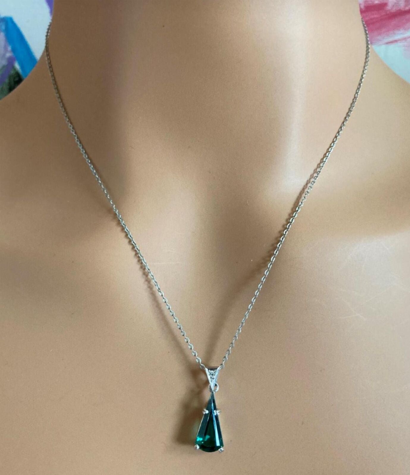 Authentic H. Stern 18K White Gold Diamond & Blue Green Tourmaline Necklace - Luxury Fine Jewelry for Women, Perfect for Weddings, Anniversaries & Special Occasions