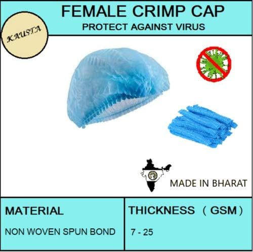 KAPGGRILA Disposable Non-Woven Head Caps (100 Pack) - Hair Protection for Food Service, Medical & Salon Use