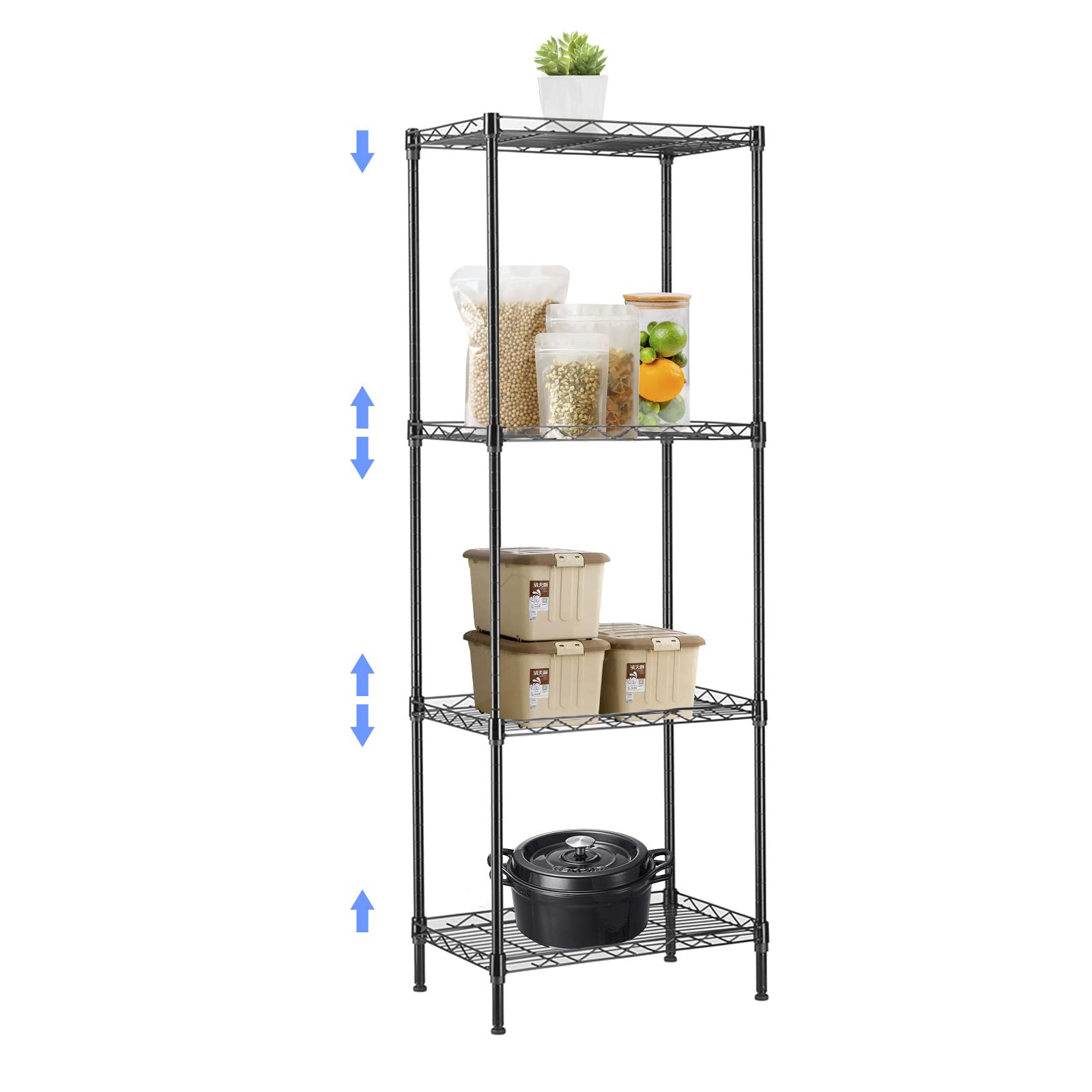 4-Tier Adjustable Wire Shelving Unit - 11.8