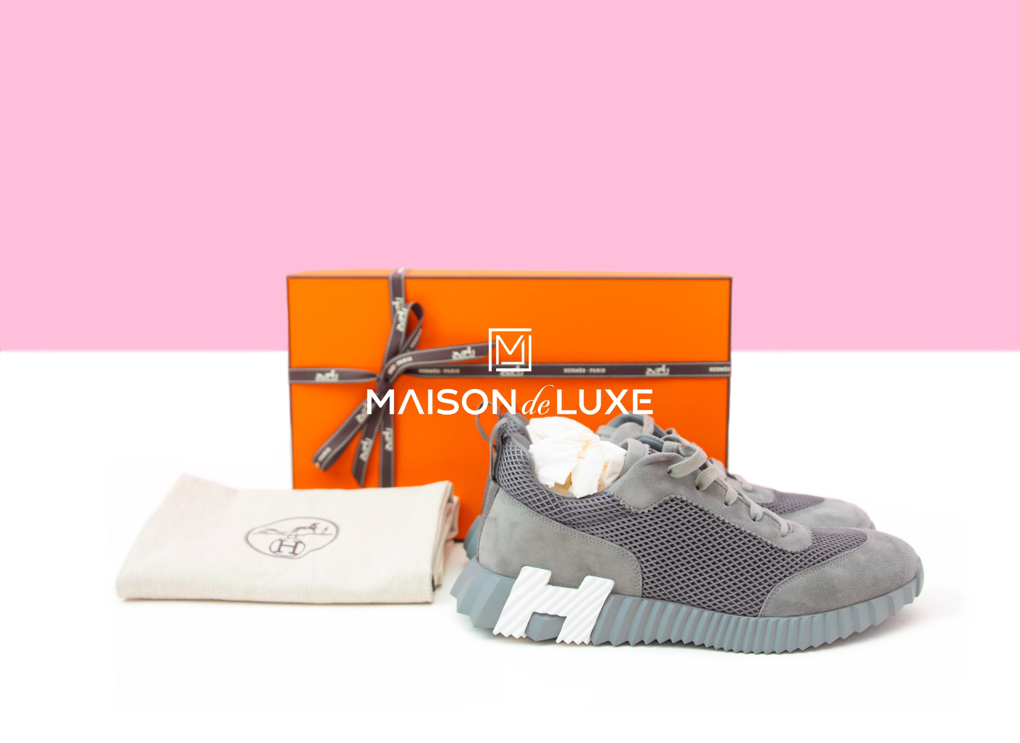 Hermes Men's Gris Brume Bouncing 43 Sneaker - Luxury Casual Shoes for Men | Perfect for Office, Travel & Everyday Wear