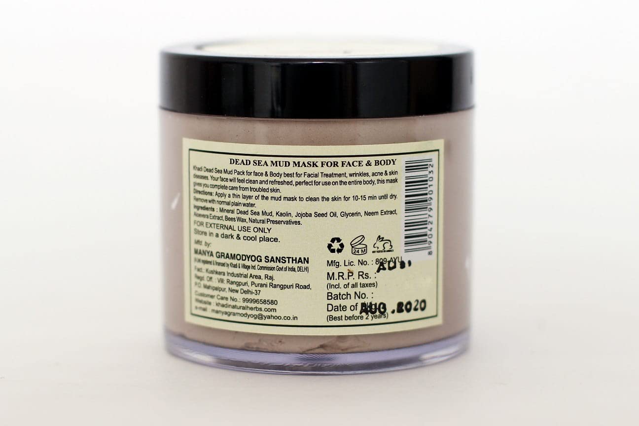 Khadi Natural Herbs Dead Sea Mud Mask for Face & Body - 100g | Organic Clay Facial Treatment for Acne, Blackheads & Oily Skin | Spa Quality Skincare at Home