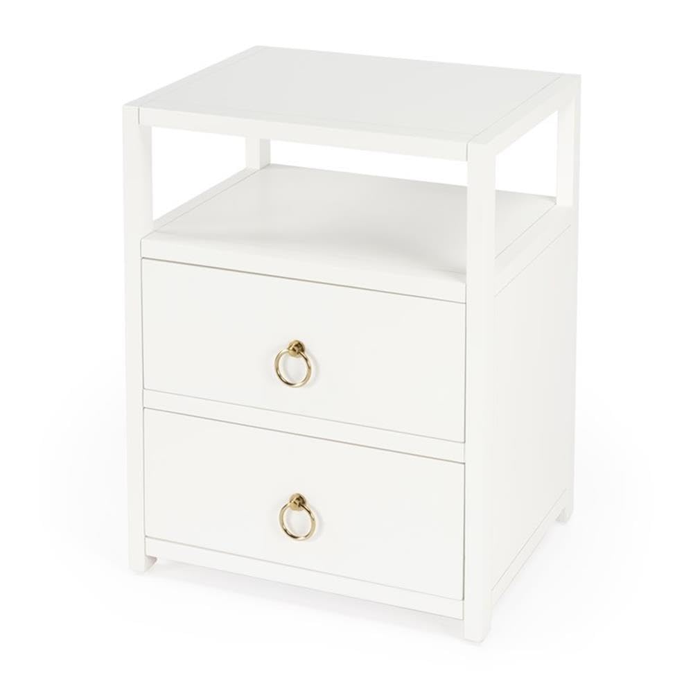 Beaumont Lane Contemporary White Wood Nightstand - Modern Bedside Table with Drawer for Bedroom, Living Room & Guest Room - Stylish Storage Solution for Home Decor