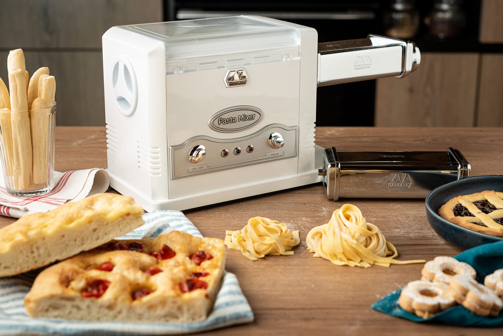 MARCATO Made in Italy Capellini Pasta Attachment for Pasta Fresca Kneading Machine - Premium Chrome Steel Pasta Maker Accessory - Perfect for Homemade Italian Pasta, Noodles & Fresh Pasta Dough