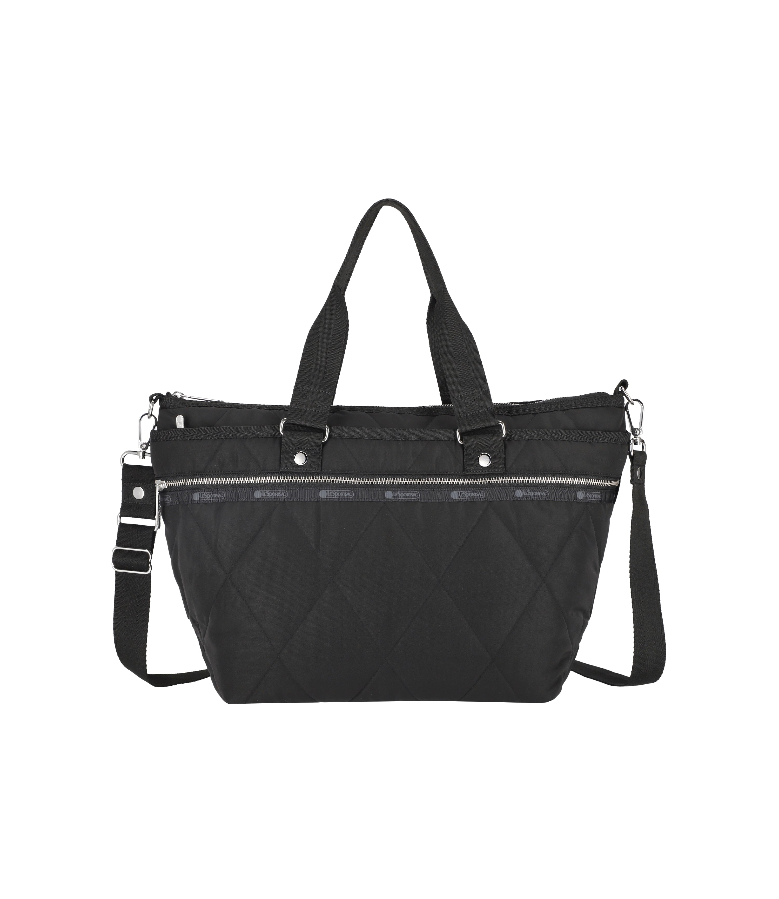 Quilted Zip Tote Bag for Women - Stylish Large Capacity Shoulder Bag with Zipper Closure - Perfect for Work, Travel & Shopping