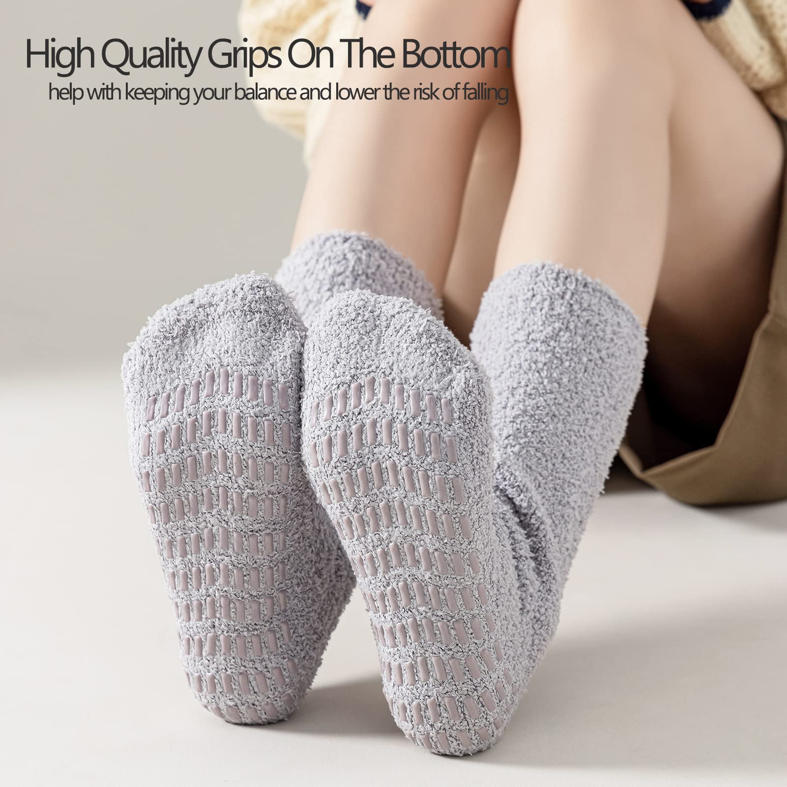 JORMATT 3 Pairs Ultra Thick Non-Slip Fuzzy Socks for Women & Men - Cozy Winter Grip Slipper Socks with Anti-Skid Sole - Perfect for Hospital, Home, and Cold Weather Comfort