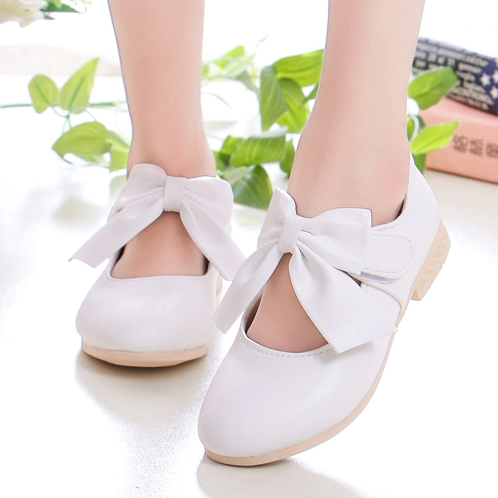 Bowknot Princess Dress Shoes for Girls - Toddler Wedding & Performance Shoes - Comfortable Baby Sneakers for Special Occasions, Parties & Dance Recitals