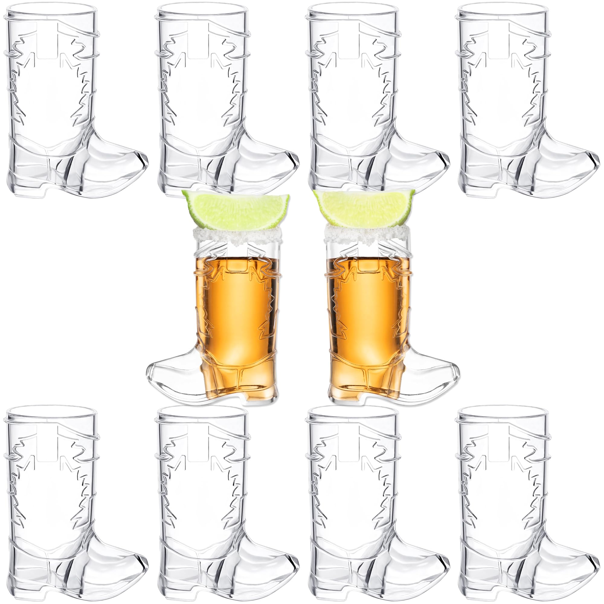 2 oz Cowboy Boot Shot Glasses - 10 Pack Plastic Party Shot Glasses for Western Themed Events, Bachelor/Bachelorette Parties & 4th of July Celebrations - Perfect for Country Bars, BBQs & Cowboy-Themed Gatherings