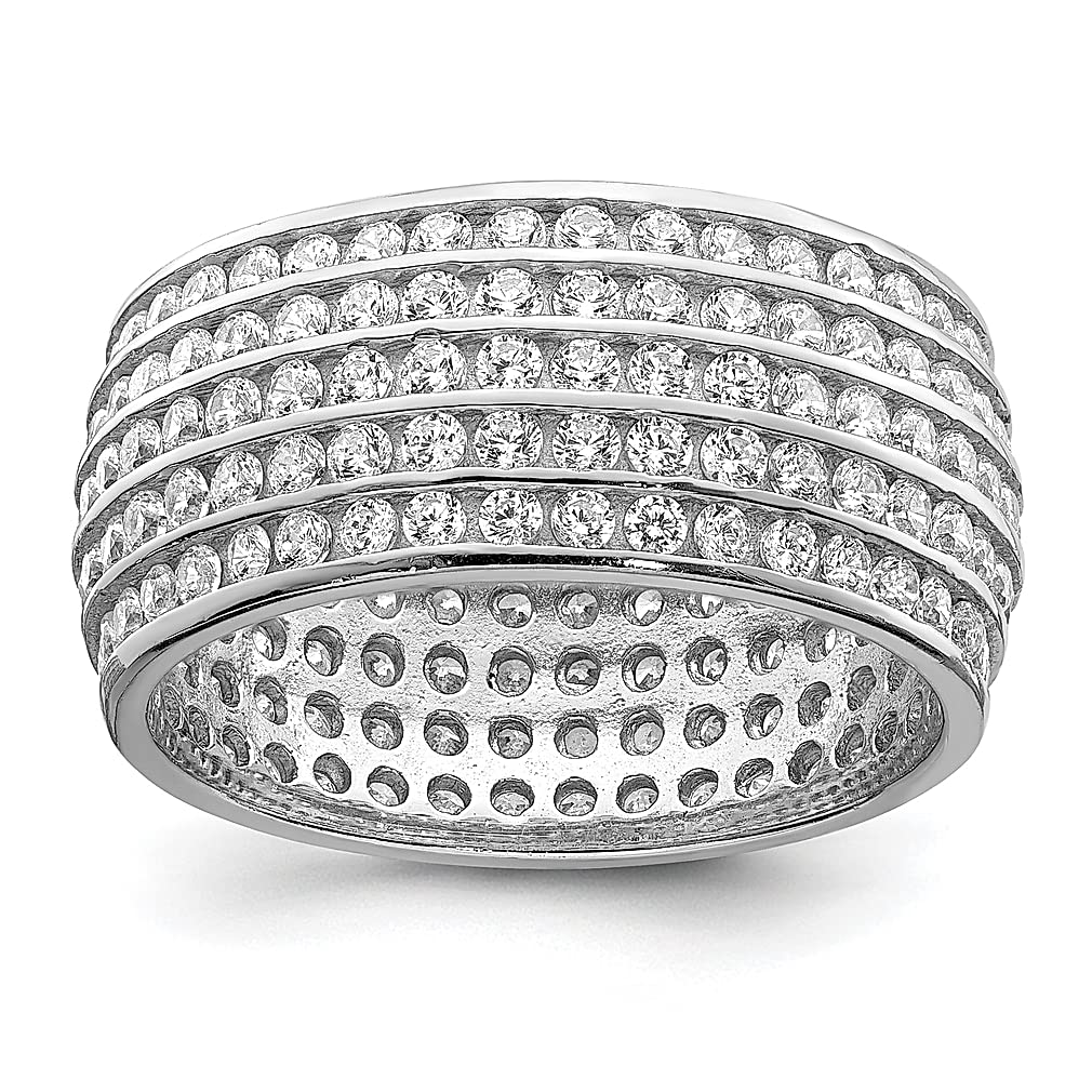 925 Sterling Silver 5 Row Eternity Ring with CZ Stones - Elegant Women's Fine Jewelry Gift for Anniversary, Wedding, Valentine's Day & Special Occasions