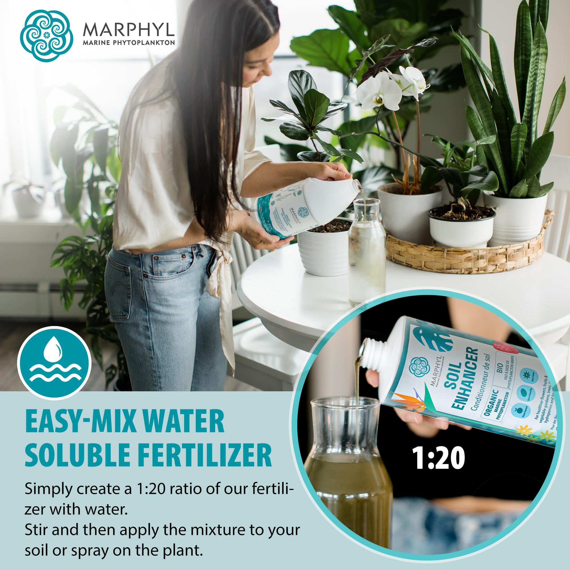 **MARPHYL Organic Liquid Fertilizer - All-Purpose Plant Food for Indoor & Outdoor Plants - Nutrient-Rich Lawn Fertilizer & Soil Enhancer for Flowers, Vegetables, Succulents, Bamboo & Hydroponics - Perfect for Houseplants, Gardens & Greenhouses**