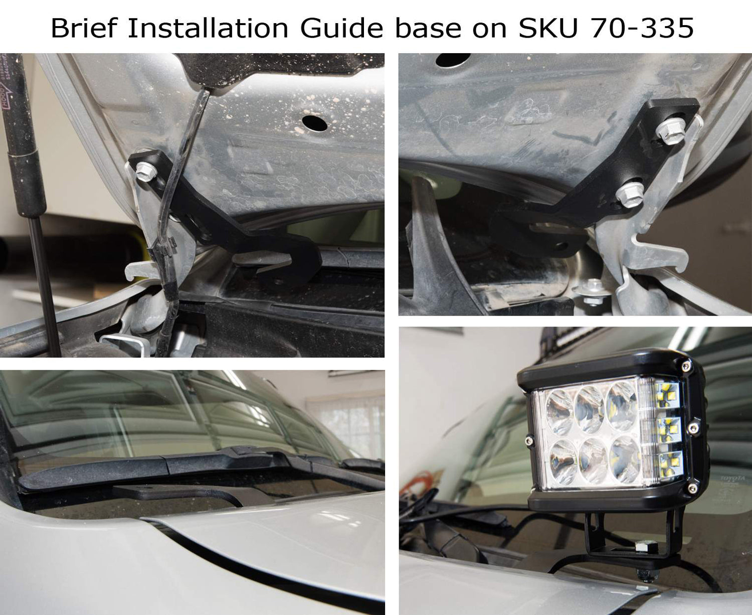 2500K Yellow Round LED A-Pillar Pod Light Kit with Bracket & Wiring Harness for 2016-2023 Toyota Tacoma - Off-Road Driving & Nighttime Visibility Enhancement