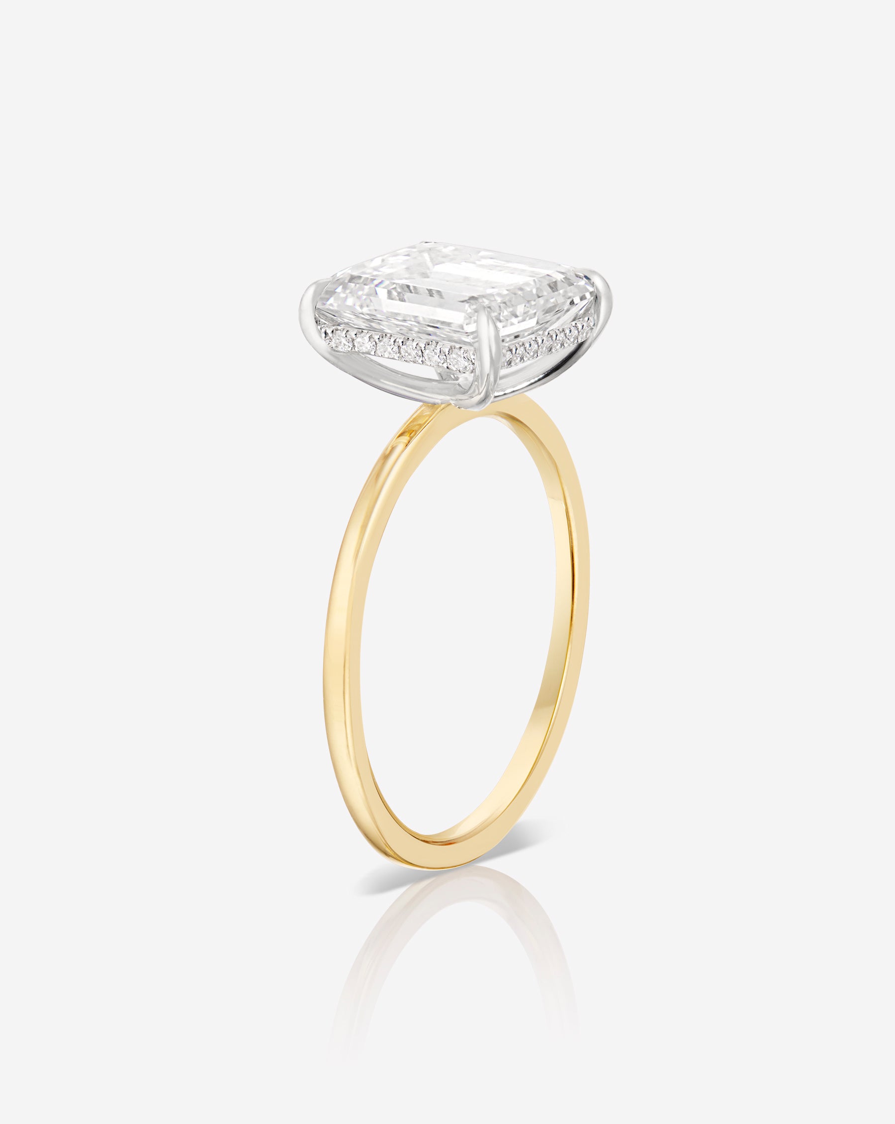 4.02 Carat Lab Grown Emerald Whisper Thin® Hidden Halo Engagement Ring - Perfect for Proposals & Anniversary Gifts