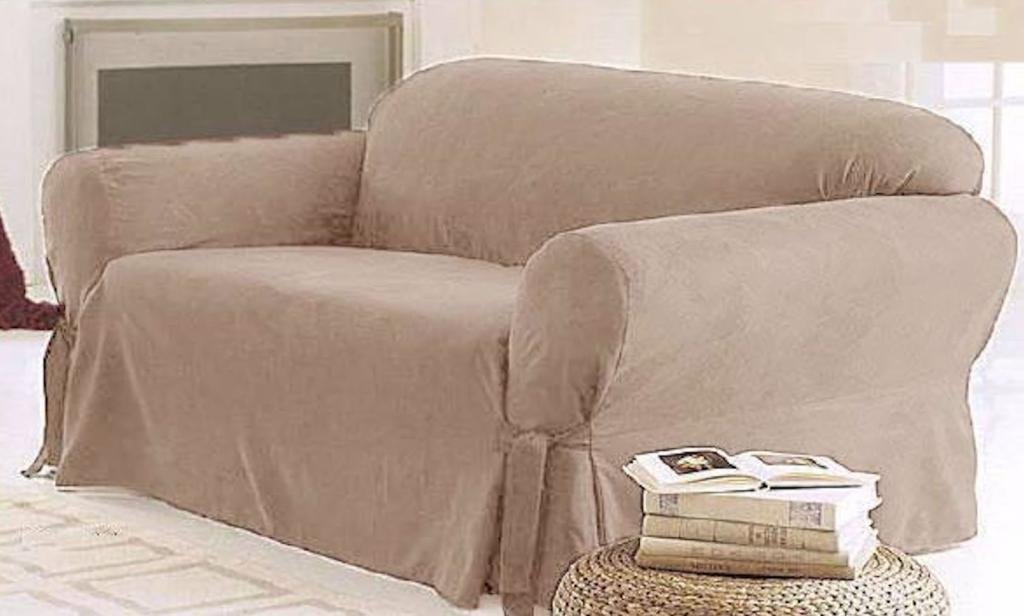 Soft Micro Suede Loveseat Slipcover - Beige for Home Decor
