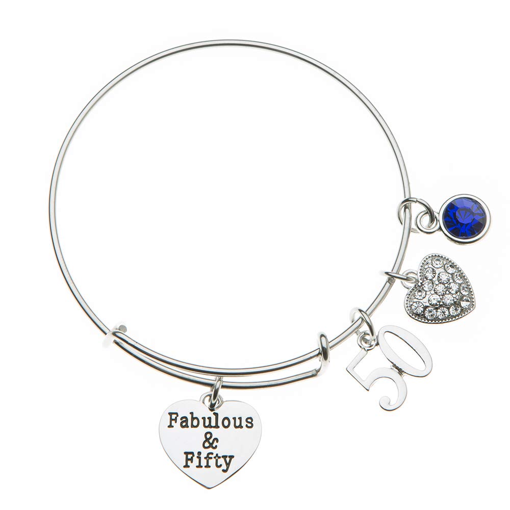 50th Birthday Gifts for Women - Infinity Collection Expandable Charm Bracelet with Birthstone Charm, Adjustable Bangle - Perfect for Anniversary, Mother's Day & Special Occasion Gifts