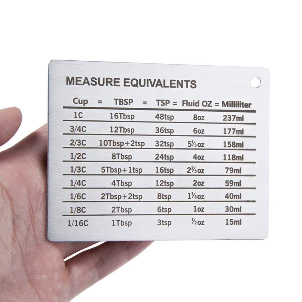 Professional Magnetic Kitchen Measurement Conversion Chart - Stainless Steel Cooking & Baking Guide for Cups, Spoons & Metric Units | Perfect for Home Chefs & Bakers