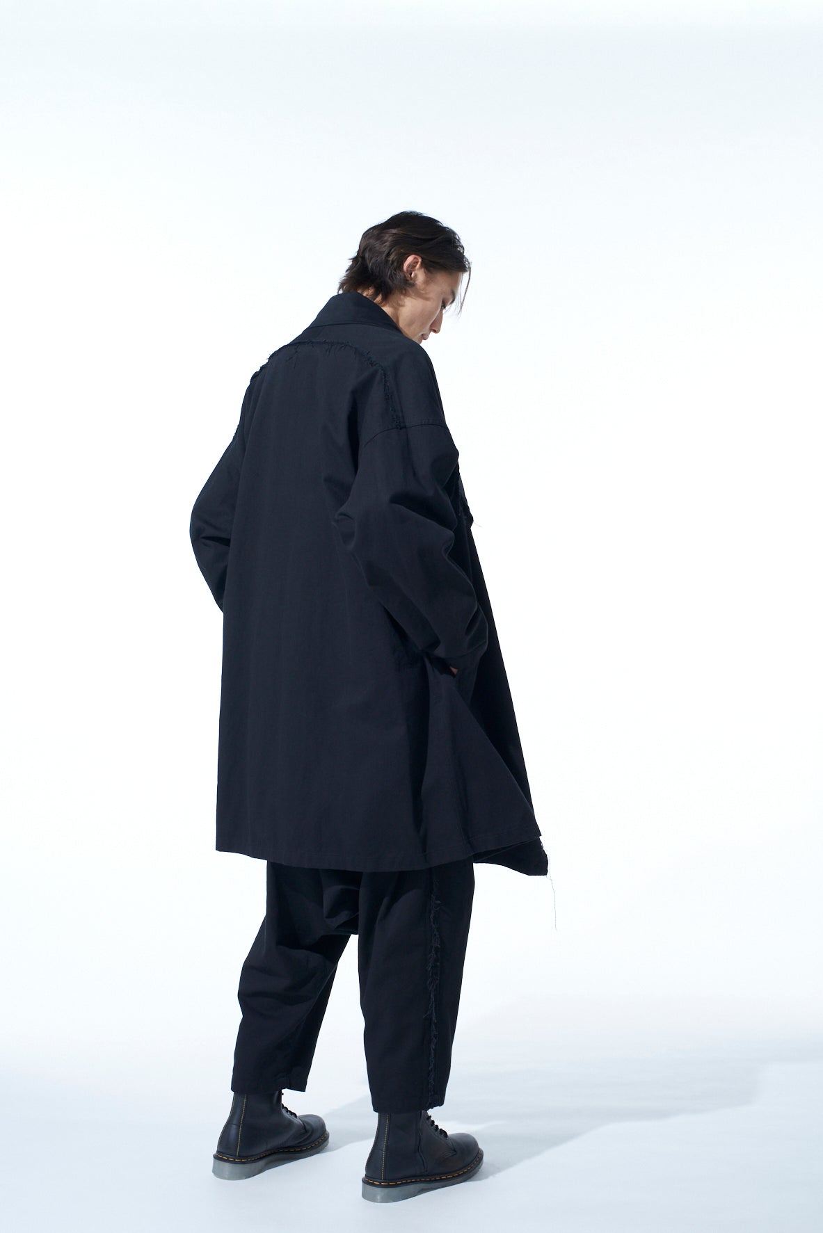 COTTON DRILL CUT OUT DRAPE COAT - Women's Fashion Outerwear for Spring & Fall | Perfect for Office, Date Night & Casual Outings