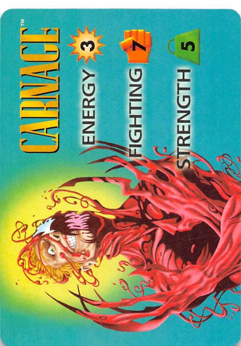 1995 Fleer Marvel Overpower NonSport #NNO Carnage Official Collectible Card Game Trading Card - Rare Superhero Collectible for Marvel Fans & Card Game Enthusiasts - Perfect for Display, Trading, and Gaming Battles