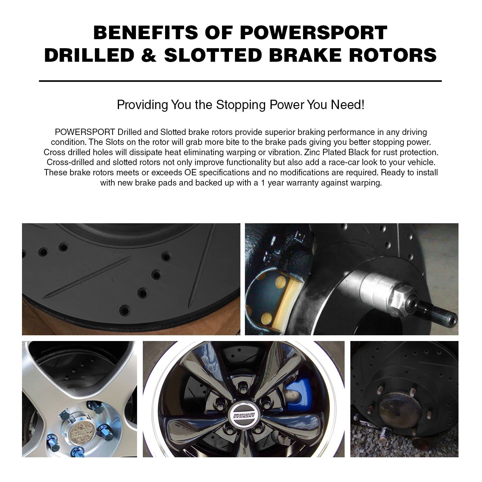 PowerSport Front & Rear Brake Pads and Rotors Kit - Semi-Metallic Brake Pads & Rotors for 1993-1996 Honda Prelude | High-Performance Braking for Street & Track Use