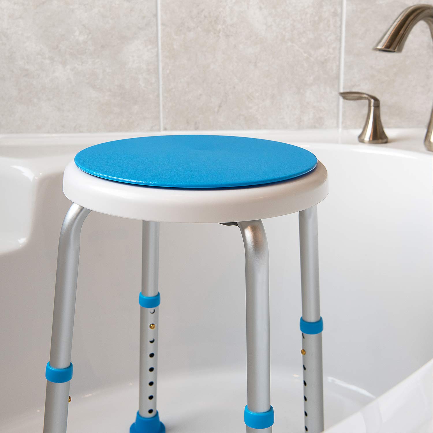 Vaunn Deluxe Folding Safety Toilet Rail with Adjustable Frame & Tool-Free Swivel Shower Stool Seat Bundle - Elderly Bathroom Safety Aid for Seniors, Disabled & Post-Surgery Recovery