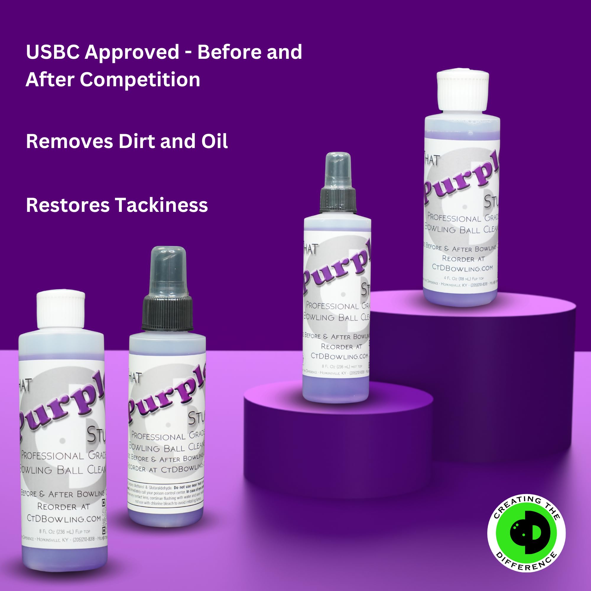 Purple Stuff Professional Grade Bowling Ball Cleaner – USBC Approved | Removes Dirt, Oil & Restores Tackiness | Enhances Performance | Perfect for League Play & Tournament Preparation