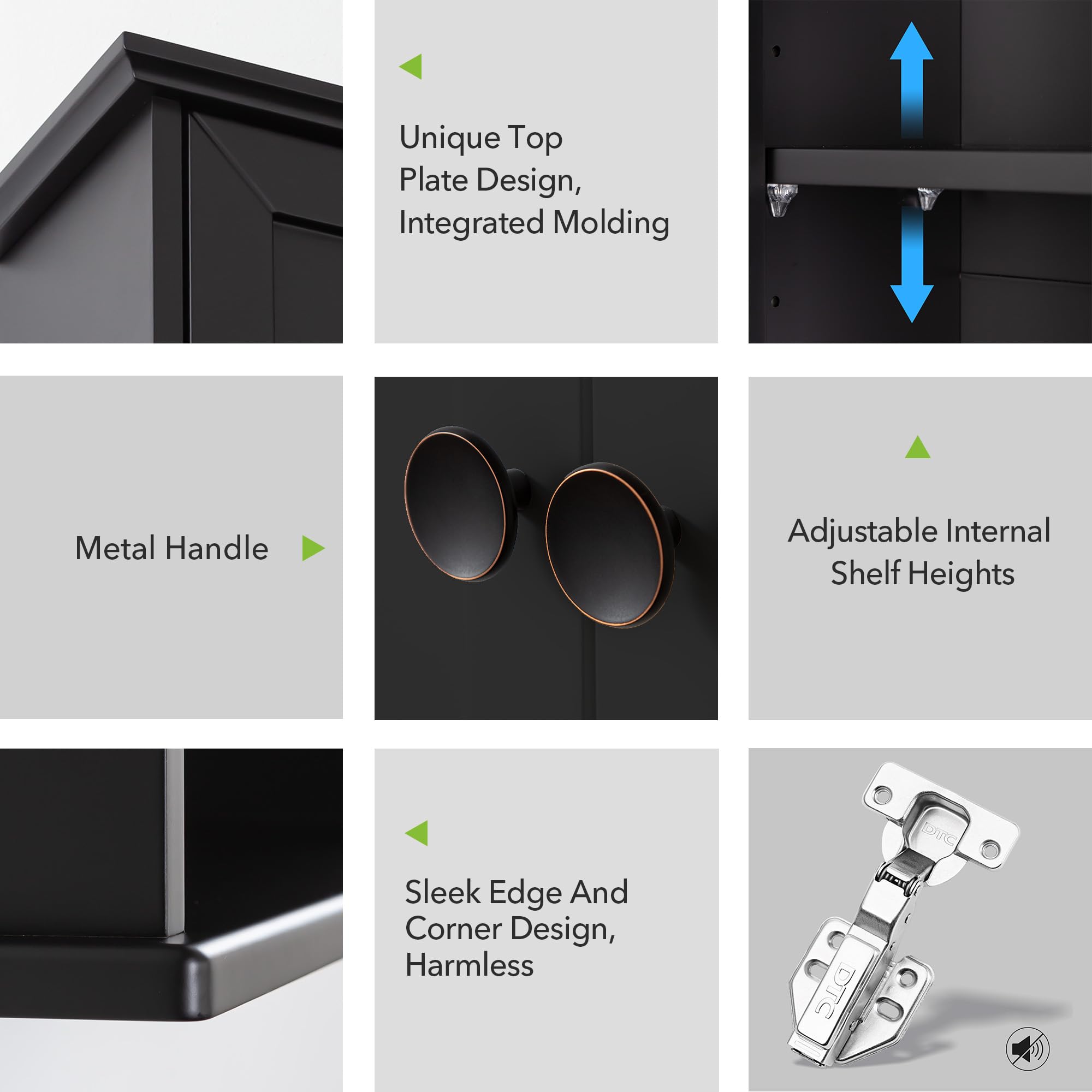 24x30 Inch Black Wooden Over Toilet Bathroom Wall Cabinet with Adjustable Shelf & Soft Hinge - 2-Door Wall Mounted Medicine Storage Cabinet with Metal Handle for Bathroom Organization & Small Space Saving