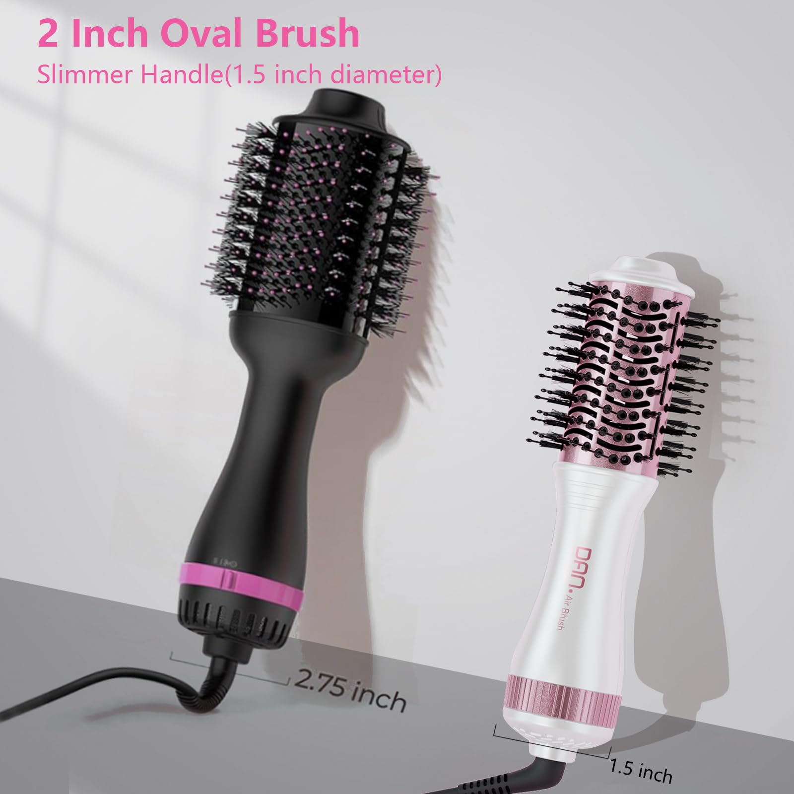 Dual Voltage Hair Dryer Brush for Travel - 4 in 1 Blow Dryer & Styler Volumizer (110V-120V/220V-240V) - Compact Hair Styling Tool for Home & Salon Use