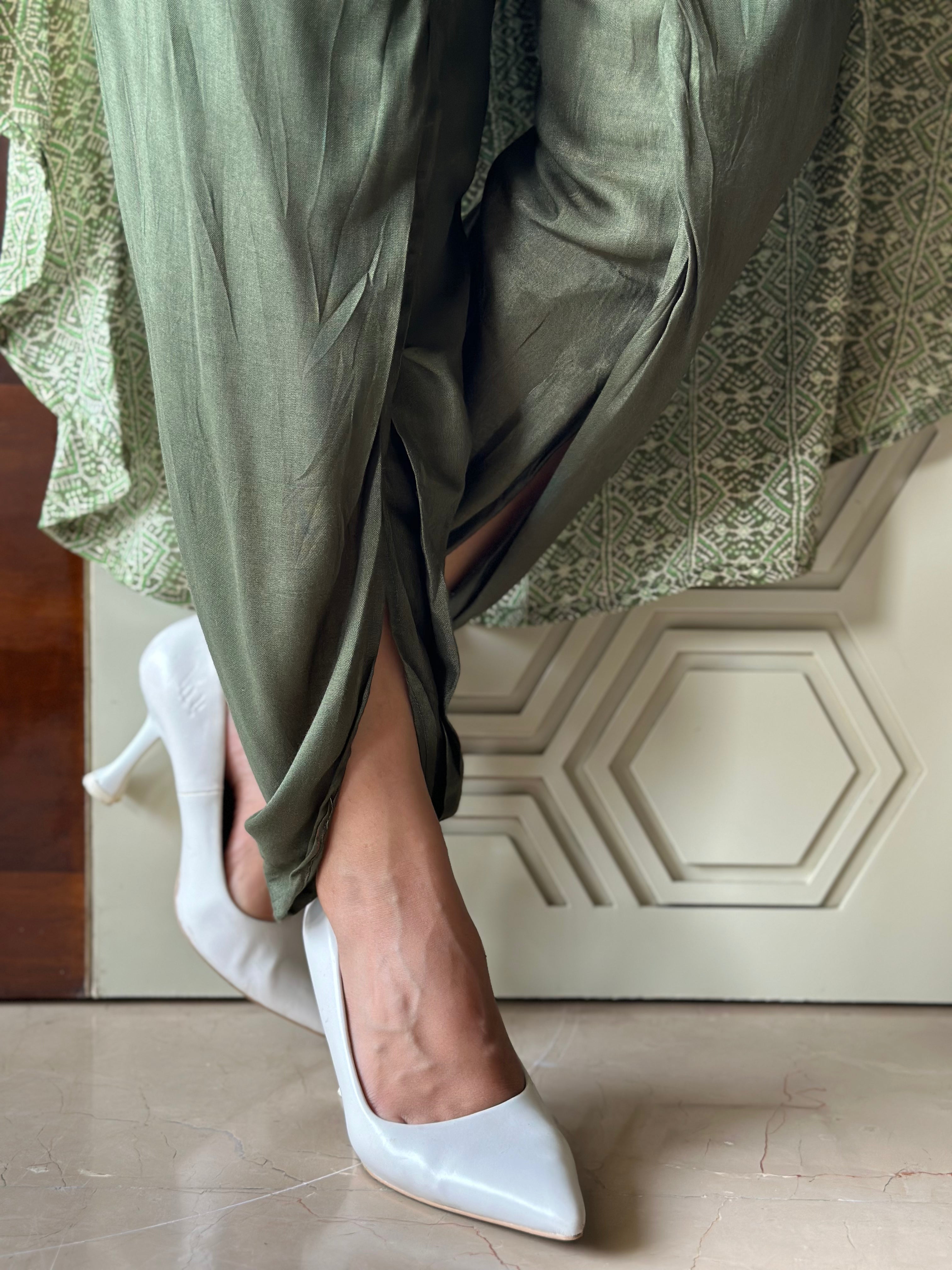 Stylish Posh Green Kurta & Tulip Pants Set | Elegant Indian Ethnic Outfit for Women | Perfect for Festivals, Weddings & Special Occasions