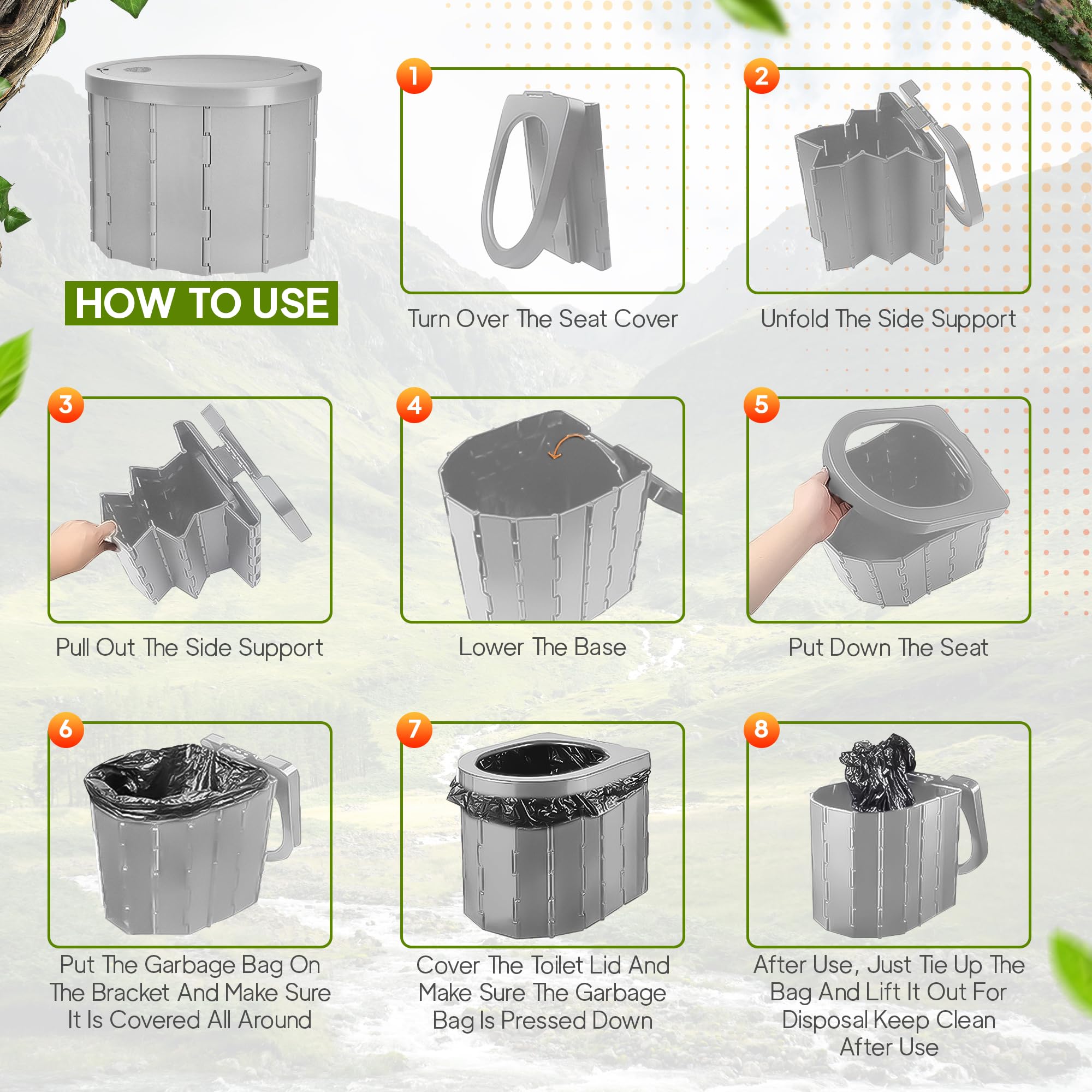 Waterproof Portable Camping Toilet Tent for Adults - Outdoor Privacy Bathroom Shelter with 12 Waste Bags - Lightweight & Compact Porta Potty for Camping, Hiking, RV Trips & Emergency Use