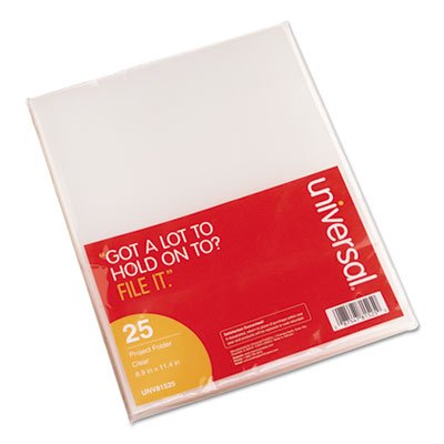 (3 Pack Value Bundle) UNV81525 Clear Poly Project Folders - Letter Size Jacket Style for Office, School & Organization - 25/Pack - Perfect for Filing, Presentations & Document Storage