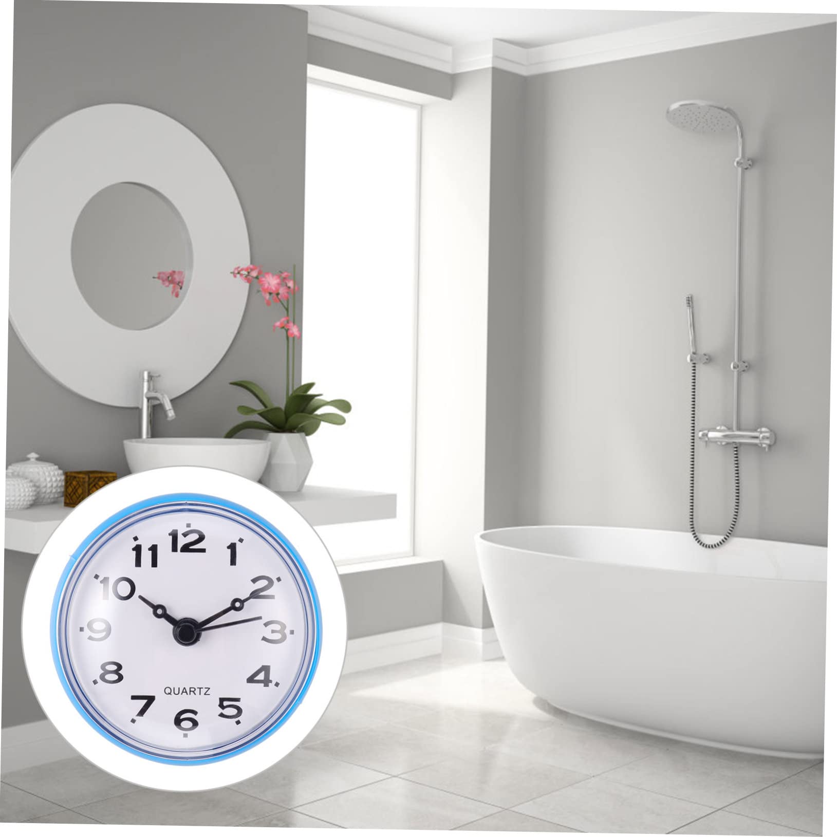 DOITOOL Silent Non-Ticking Shower Clock - Battery Operated Bathroom Wall Clock with Suction Cup, Anti-Fog & Easy to Read - Perfect for Bathroom, Kitchen, Pool & Outdoor Use (Blue)