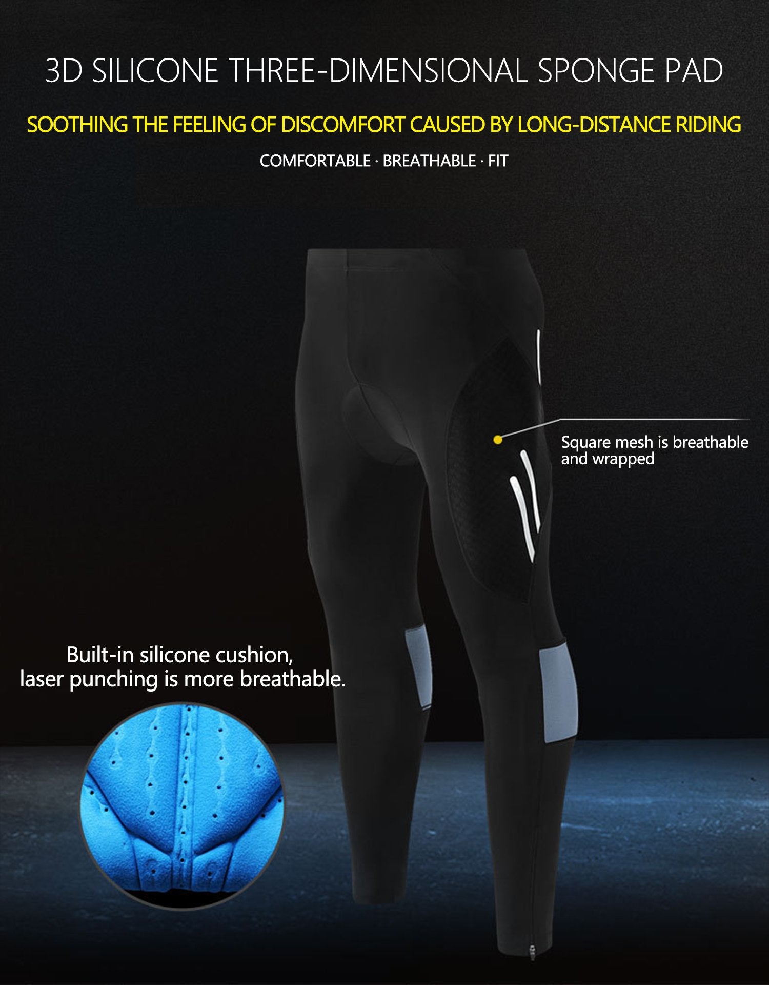 4D Padded Cycling Pants for Men - Breathable Biking Shorts with Zipper Pockets | Perfect for Road Biking, Mountain Cycling & Indoor Training