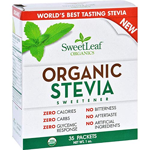 Sweet Leaf Organic Stevia Sweetener - 35 Count Pack - 95%+ Organic, Zero Calorie, No Artificial Sweeteners - Perfect for Coffee, Tea, Baking & Keto Diet