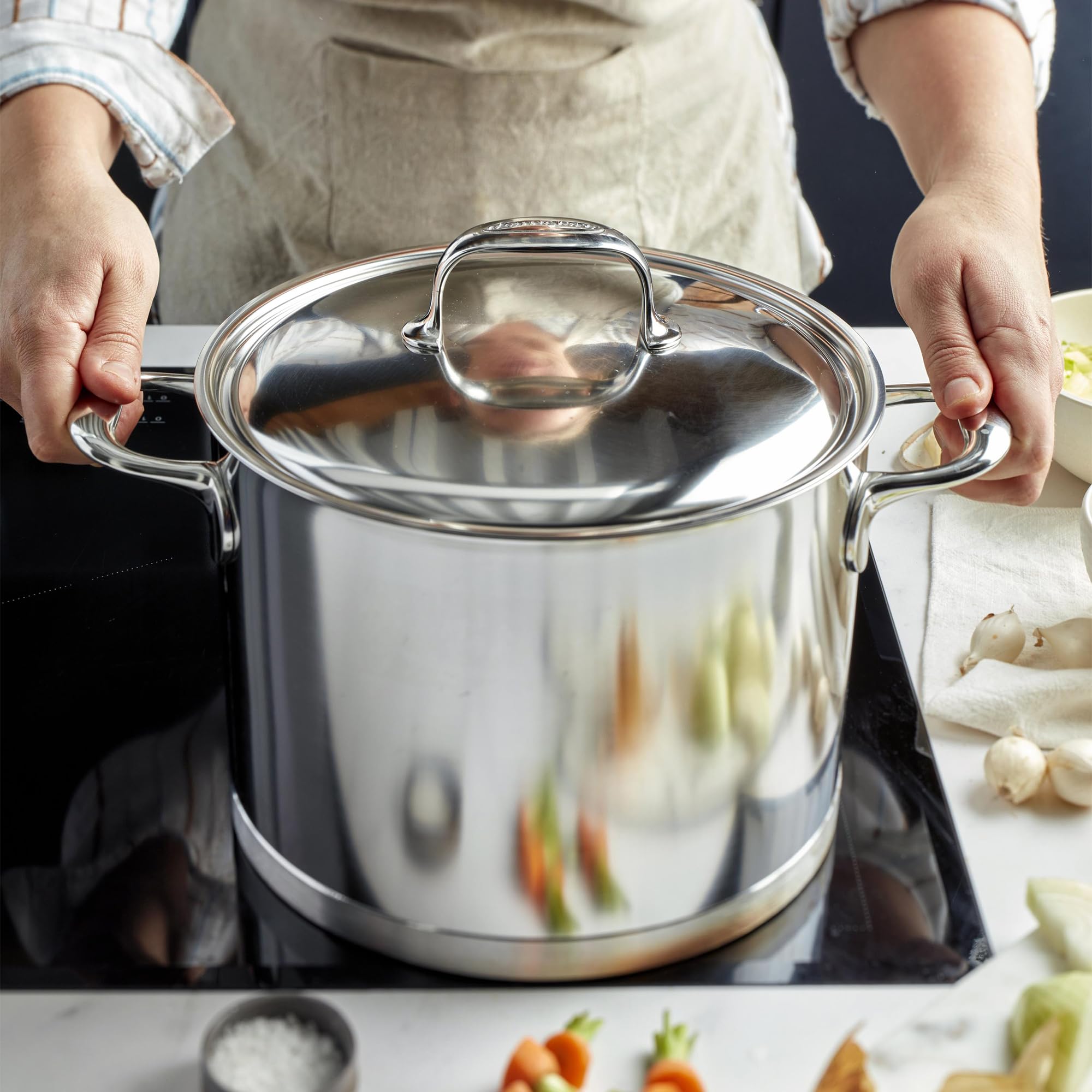 Demeyere Atlantis 7-Ply Stainless Steel Stock Pot 8.5 Quarts Silver - Professional Cooking Pot for Soups, Stews & Pasta | Induction Compatible & Dishwasher Safe