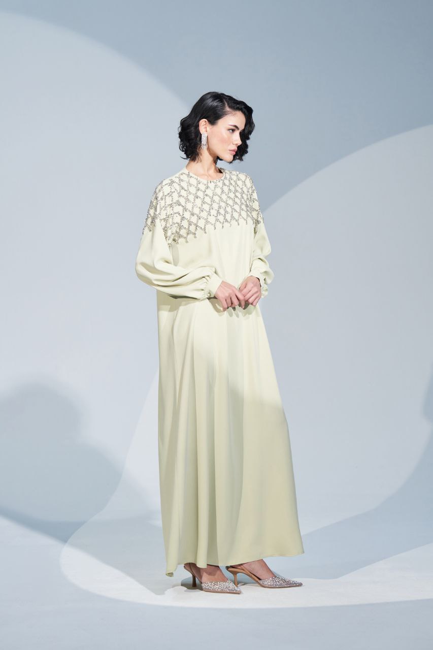 Elegant Rhinestone Embellished Abaya Dress for Women - Available in 3 Colors (Black, Navy, Burgundy) | Perfect for Eid, Weddings & Special Occasions