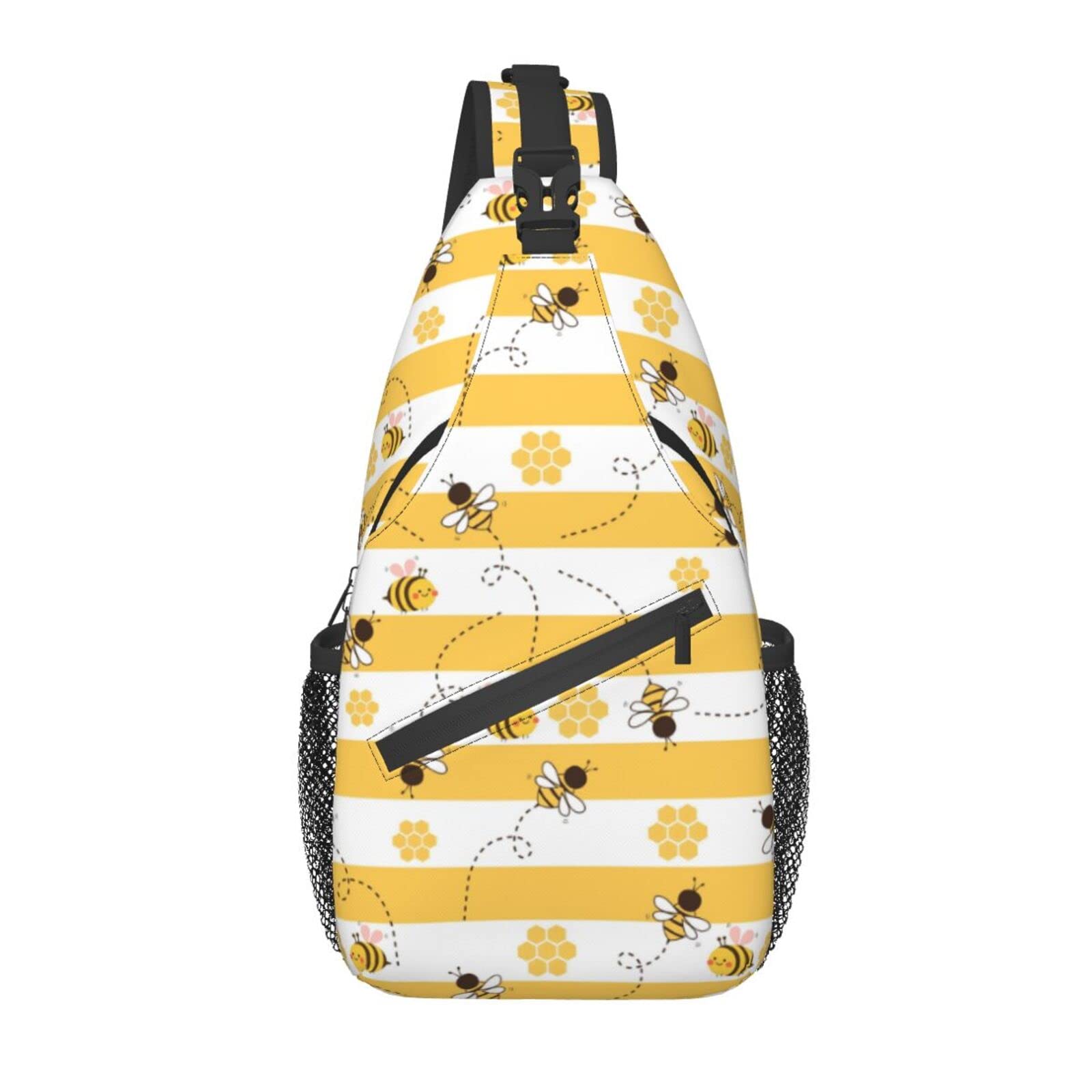 MOUNNO Bee Yellow Sling Backpack - Adjustable Crossbody Chest Bag for Men & Women - Durable Gym, Cycling & Travel Backpack - Perfect for Outdoor Adventures, Commuting & Sports Activities