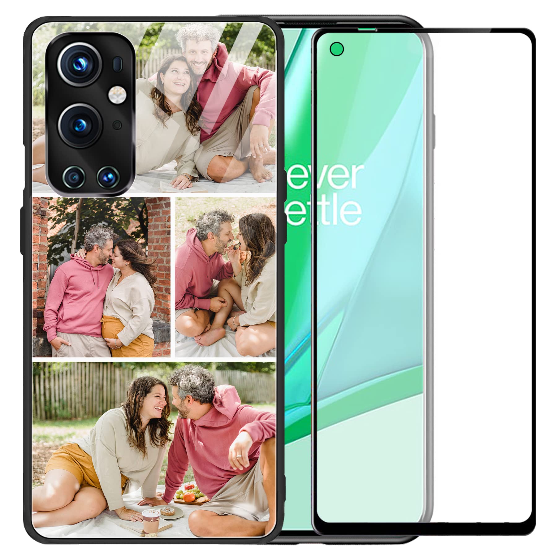 Custom OnePlus 9 Pro Case 6.7 Inch with Tempered Glass Screen Protector - Hybrid TPU Frame & Pattern Back Design (4 Glass Layout Options) - Perfect for Daily Protection & Style Enhancement