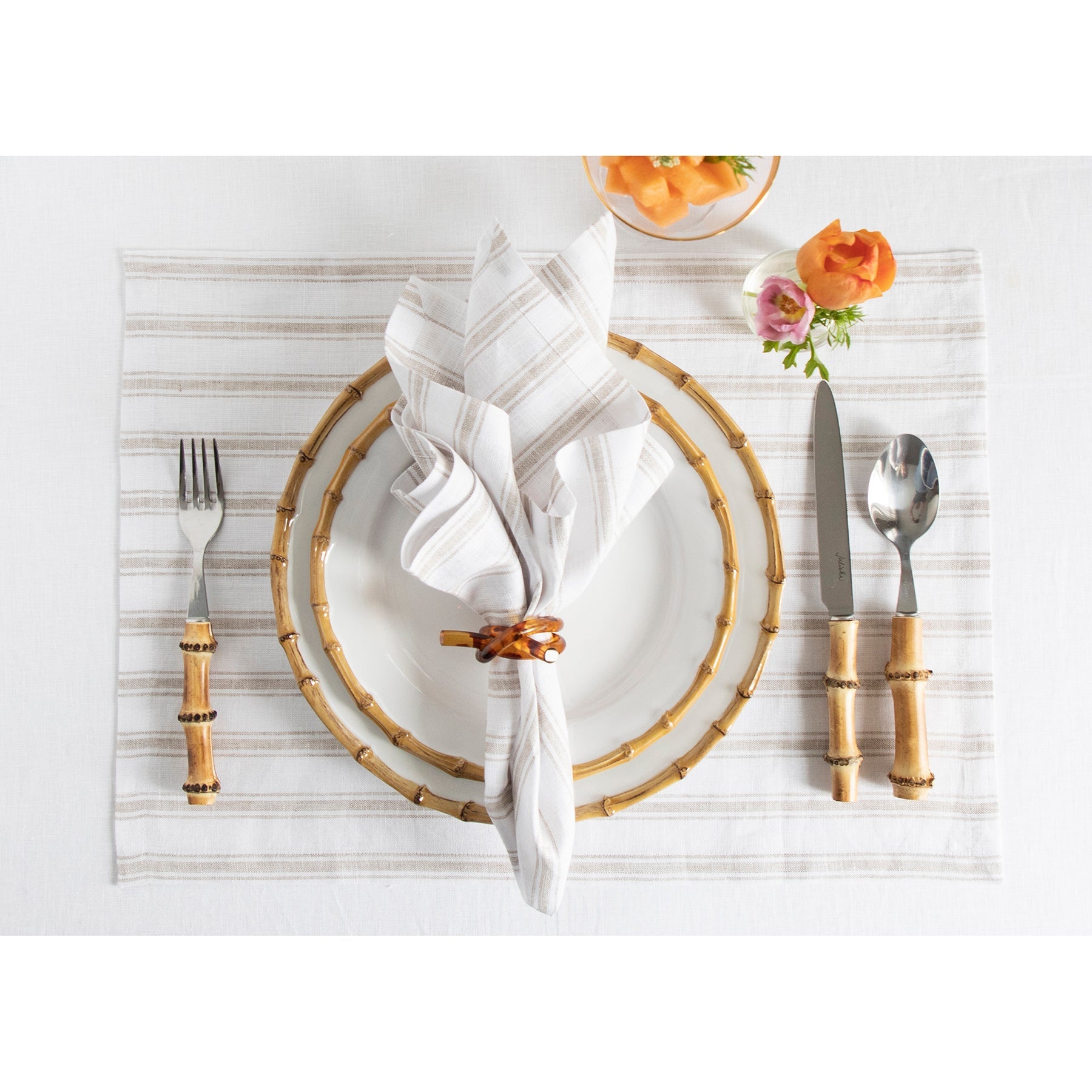Premium Capri Ticking Stripe Cotton Napkins - Set of 4 - Elegant Dinner Party & Holiday Table Decor - Perfect for Weddings, Restaurants and Home Dining