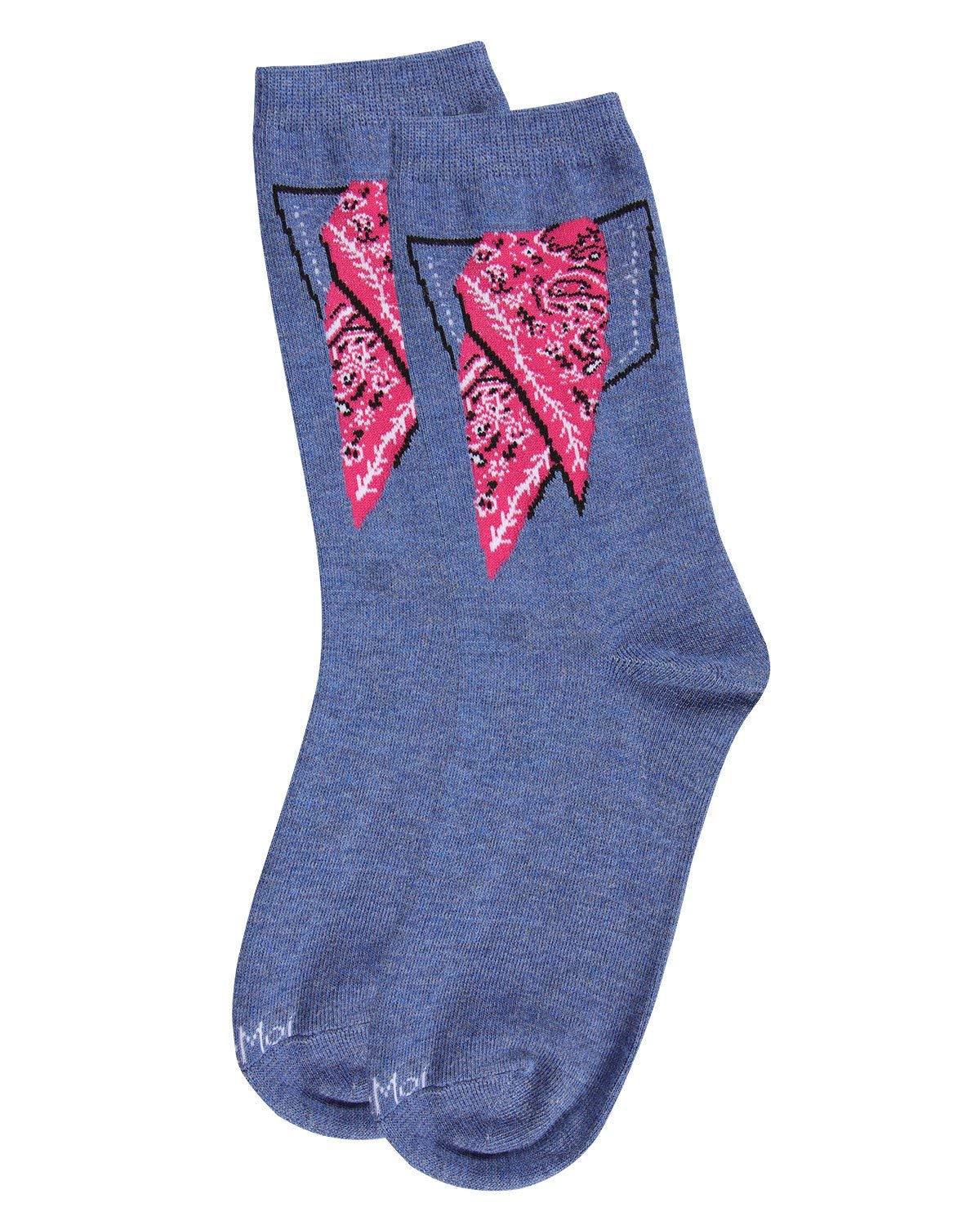 MeMoi Women's Bandana Print Pocket Rayon Blend Crew Socks - Comfortable & Stylish for Casual Wear, Outdoor Activities & Fashion Outfits