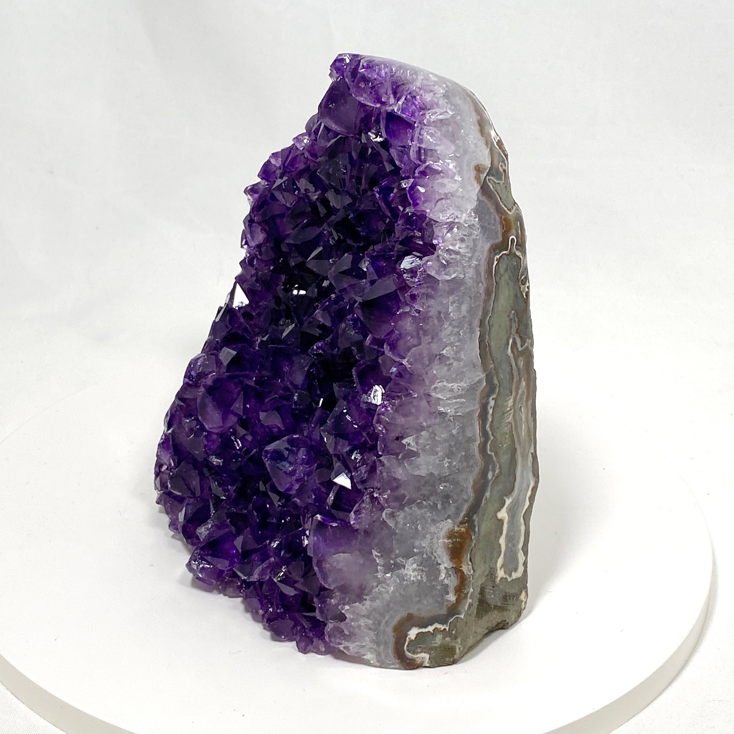 Premium Amethyst Cluster Geode Cut Base - Natural Uruguay A-Grade Amethyst Crystal for Home Decor, Meditation & Healing - AMCB 10