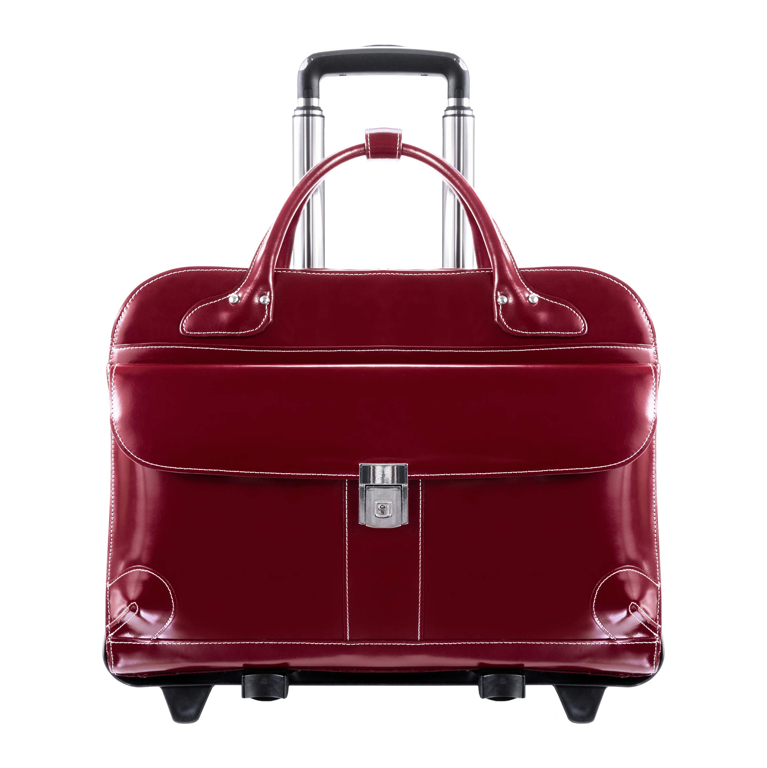 McKlein 96616 Red Leather Laptop Rolling Briefcase - Professional Business Travel Carry-On with Wheels for Men & Women | Perfect for Office Commute, Business Trips & Air Travel