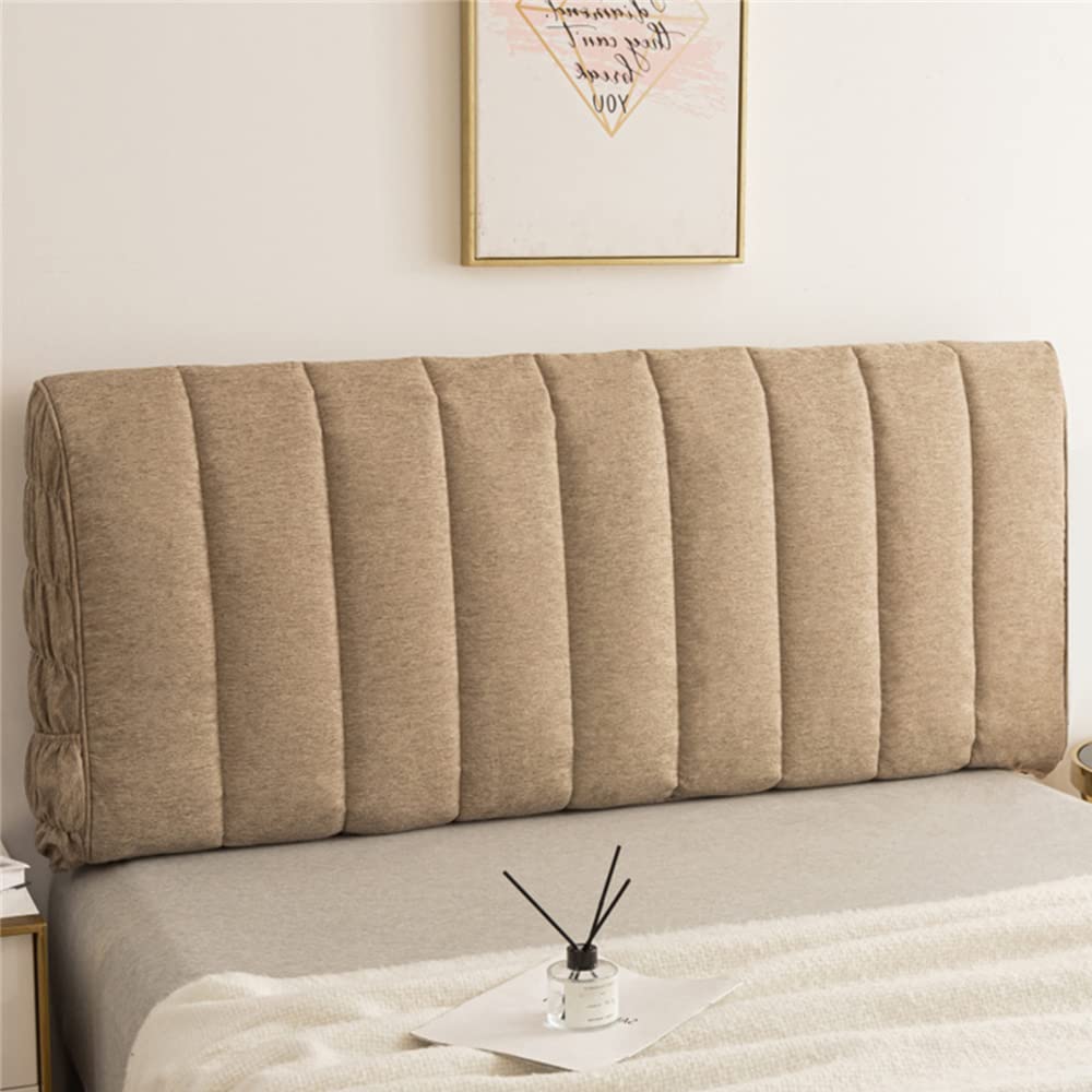Soft Linen Fabric Bed Headboard Cover - Washable Dustproof Headboard Slipcover, Solid Color Decorative Protector (Coffee, 62.9